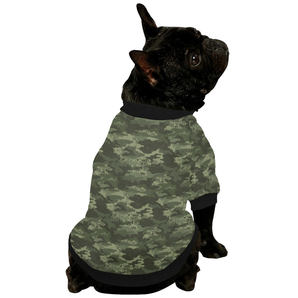 Digital Green camouflage pattern All Over Print Pet Dog Round Neck Fuzzy Shirt