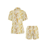 Gold grape pattern Women's V-Neck Short Pajama Set