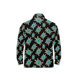Sea turtle blue stone pattern Men's Long Sleeve Polo Shirt