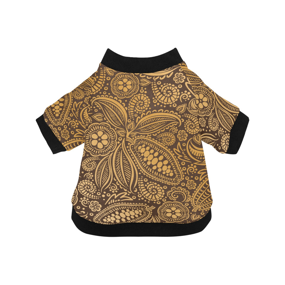 cacao beans tribal polynesian pattern background All Over Print Pet Dog Round Neck Fuzzy Shirt