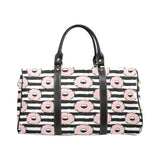 Donuts pink icing striped pattern Travel Bag