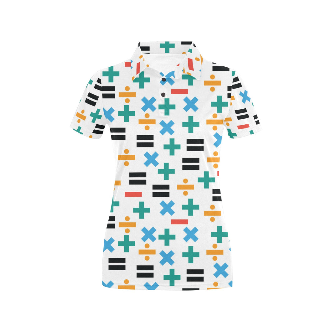 Math Pattern Print Design 05 Women's All Over Print Polo Shirt