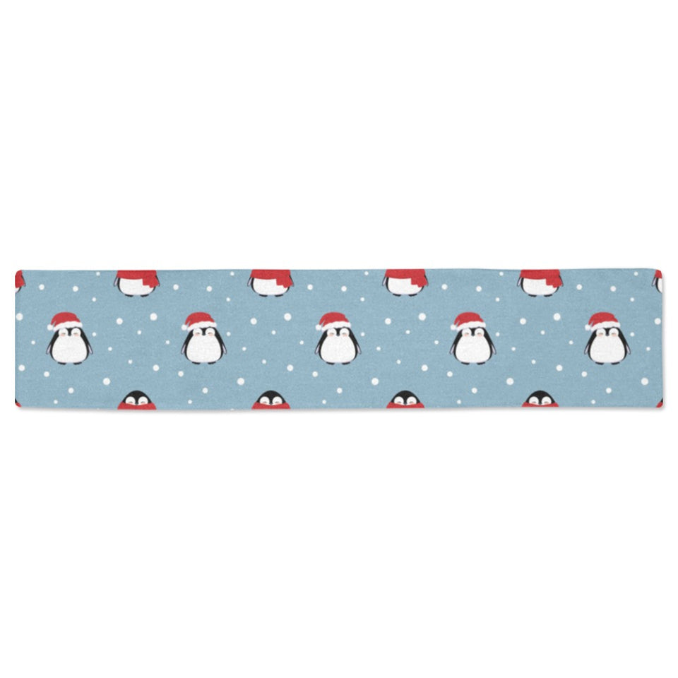 Cute penguin christmas snow pattern Table Runner