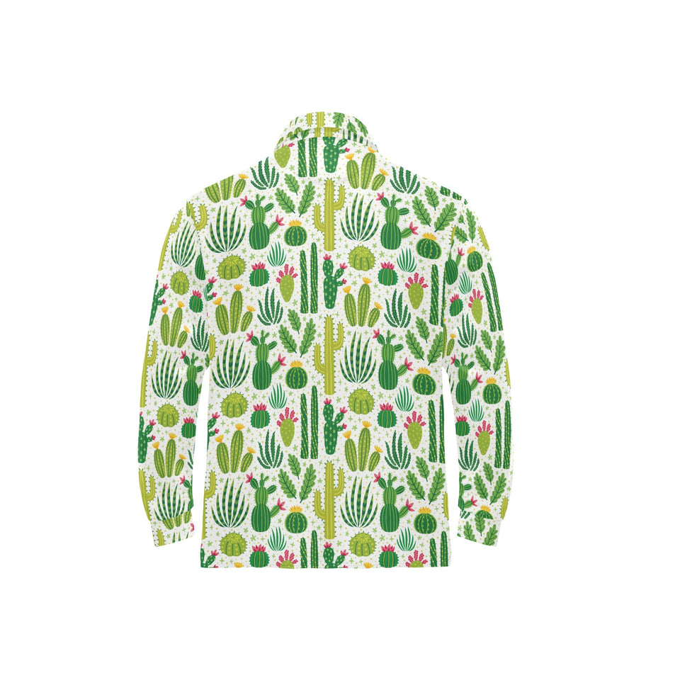 Cactus pattern copy Men's Long Sleeve Polo Shirt