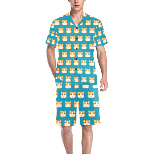 Guinea Pig Pattern Print Design 03 Men's V-Neck Short Pajama Set