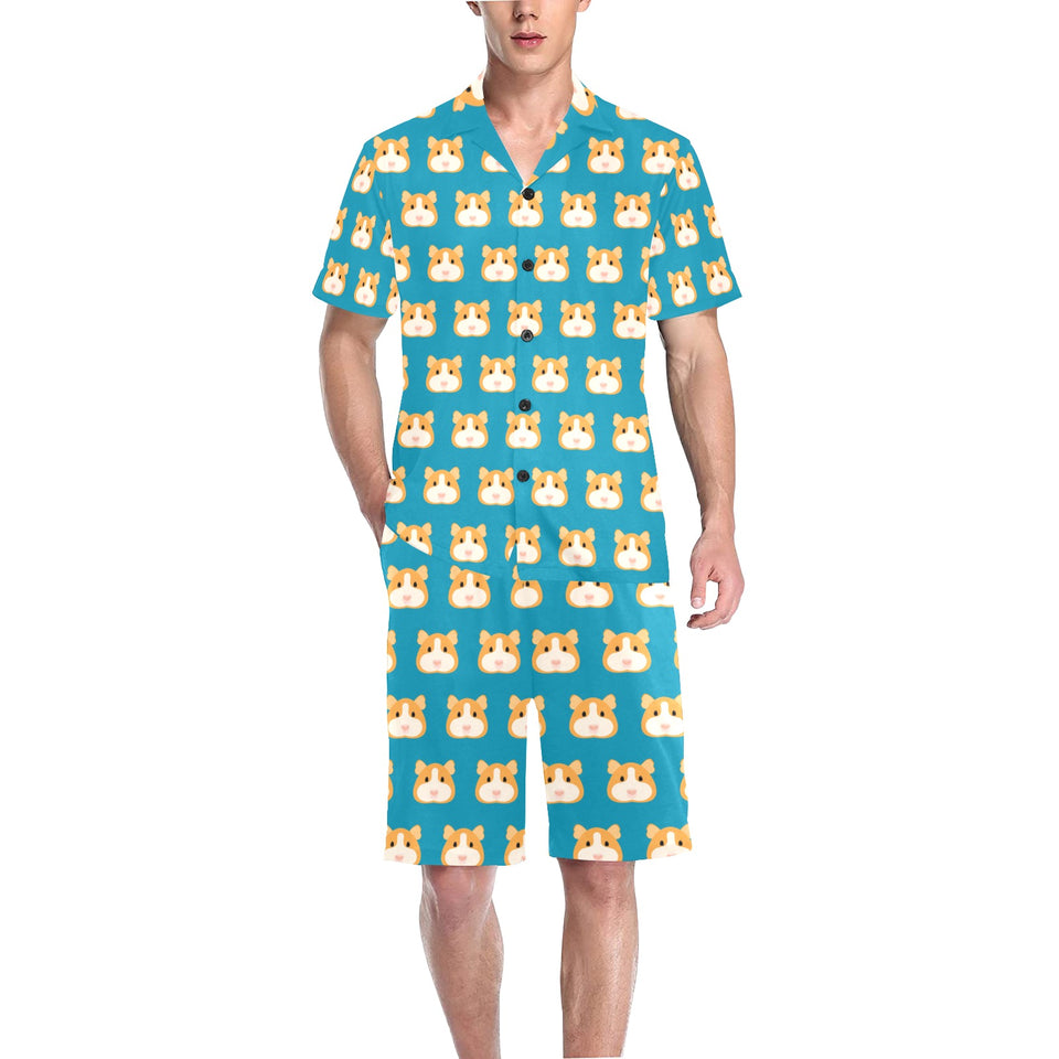 Guinea Pig Pattern Print Design 03 Men's V-Neck Short Pajama Set