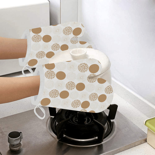 Gold Texture mushroom pattern Heat Resistant Oven Mitts