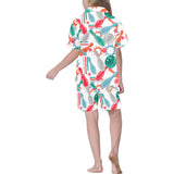 Watercolor bowling pattern Kids' Boys' Girls' V-Neck Short Pajama Set