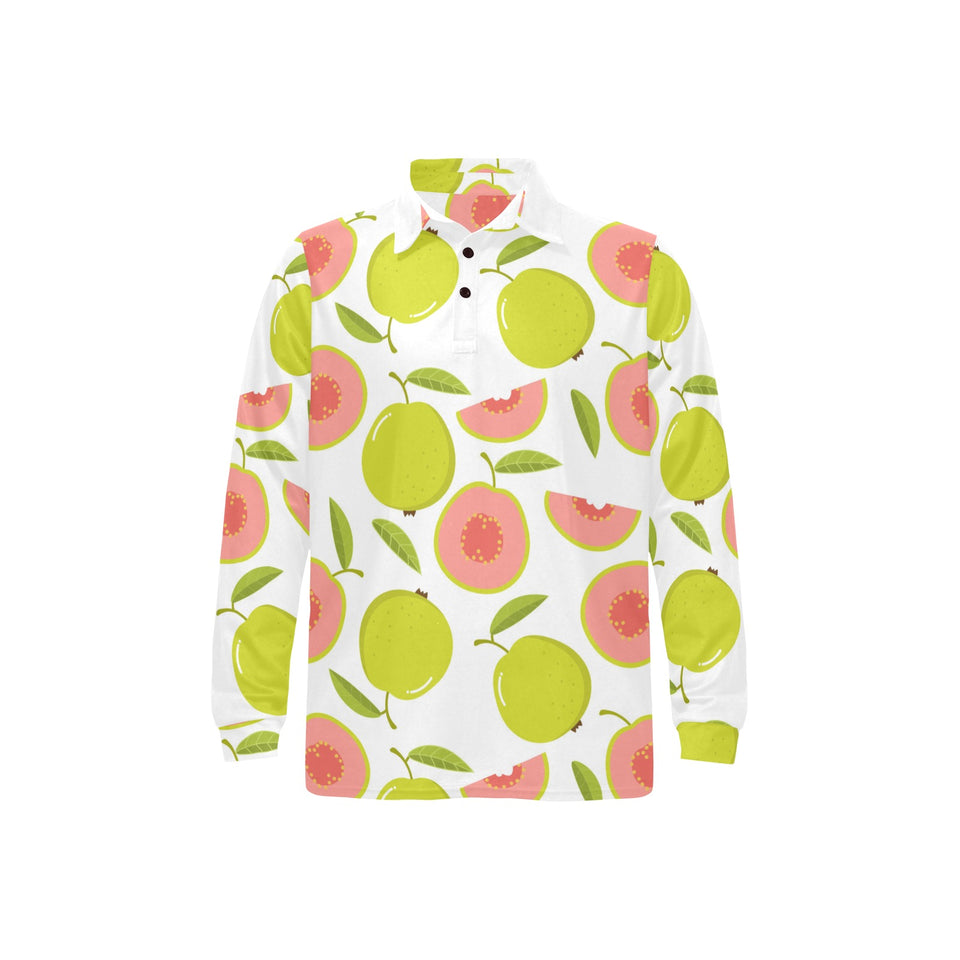 Guava pattern Men's Long Sleeve Polo Shirt