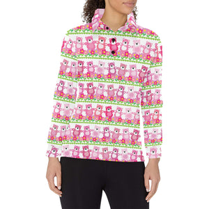 Teddy Bear Pattern Print Design 04 Women's Long Sleeve Polo Shirt