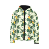 Beautiful parrot palm leaves pattern Kids' Boys' Girls' Padded Hooded Jacket