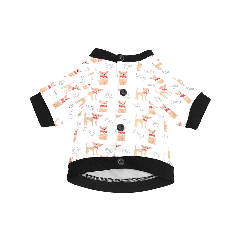 Chihuahua bone paw pattern All Over Print Pet Dog Round Neck Fuzzy Shirt
