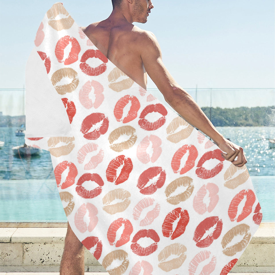Lips Pattern Print Design 04 Beach Towel