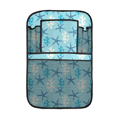 Blue starfish coral reef pattern Car Seat Back Organizer