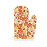 Orange yellow orchid flower pattern background Heat Resistant Oven Mitts