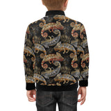 Chameleon lizard tropical leaves palm tree Kids' Boys' Girls' Bomber Jacket
