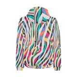 Colorful zebra skin pattern Men's Padded Hooded Jacket