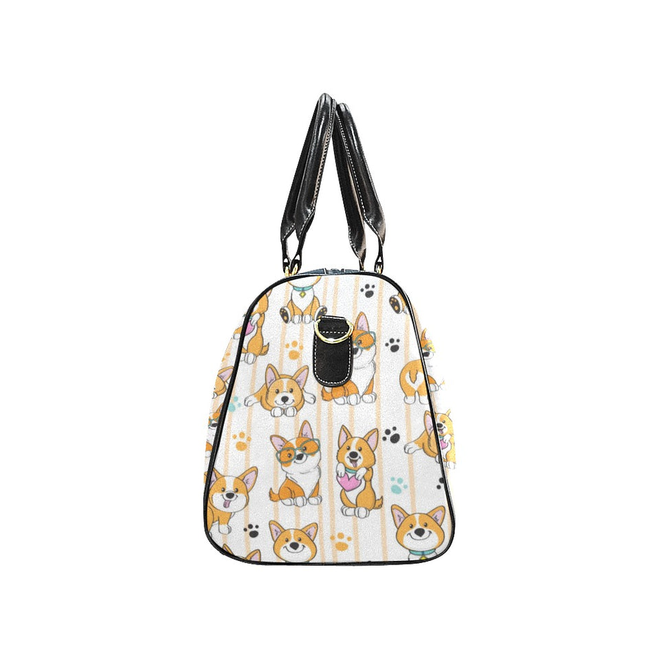 Cute dog corgi striped background pattern Travel Bag