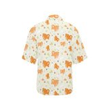 Cute brown pomeranian paw leave bone pattern Women's All Over Print Hawaiian Shirt