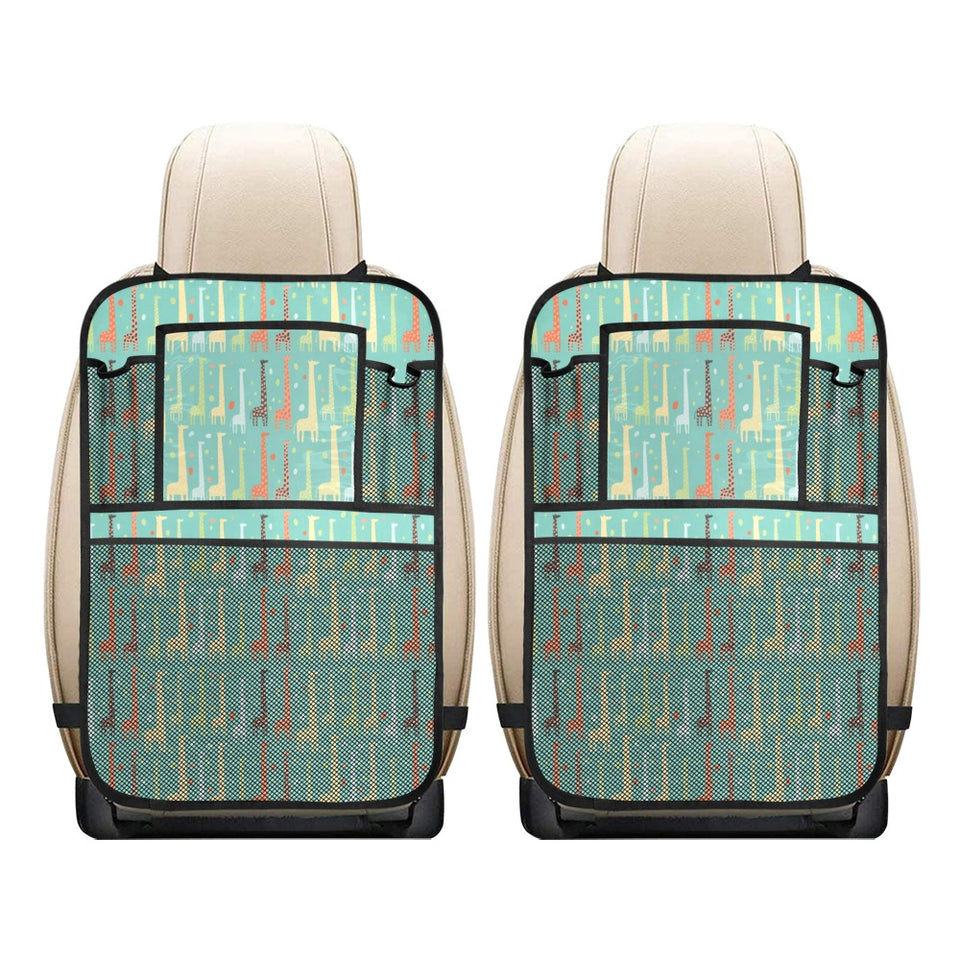 Giraffe Pattern Print Design 01 Car Seat Back Organizer