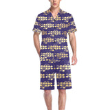 Beautiful japanese fan pattern Men's V-Neck Short Pajama Set