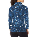 Night sky star pattern Women's Long Sleeve Polo Shirt