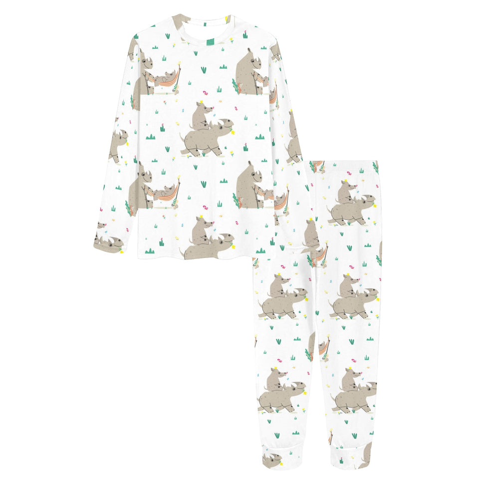 Cute Rhino pattern background Women's All Over Print Pajama Set