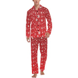 Snowflake pattern red background Men's Long Pajama Set