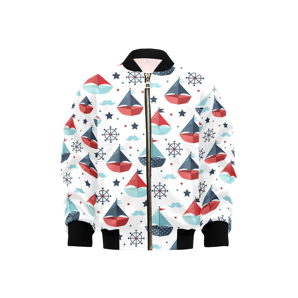Cute color paper sailboat pattern Kids' Boys' Girls' Bomber Jacket