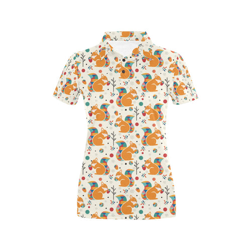 Squirrel Pattern Print Design 04 Women's All Over Print Polo Shirt
