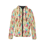 Colorful ice cream pattern Women's Padded Hooded Jacket