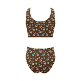 Snail Pattern Print Design 03 Chest Bowknot High Waisted Bikini Swimsuit