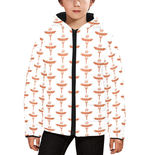 Sausage Pattern Print Design 05 Kids' Boys' Girls' Padded Hooded Jacket