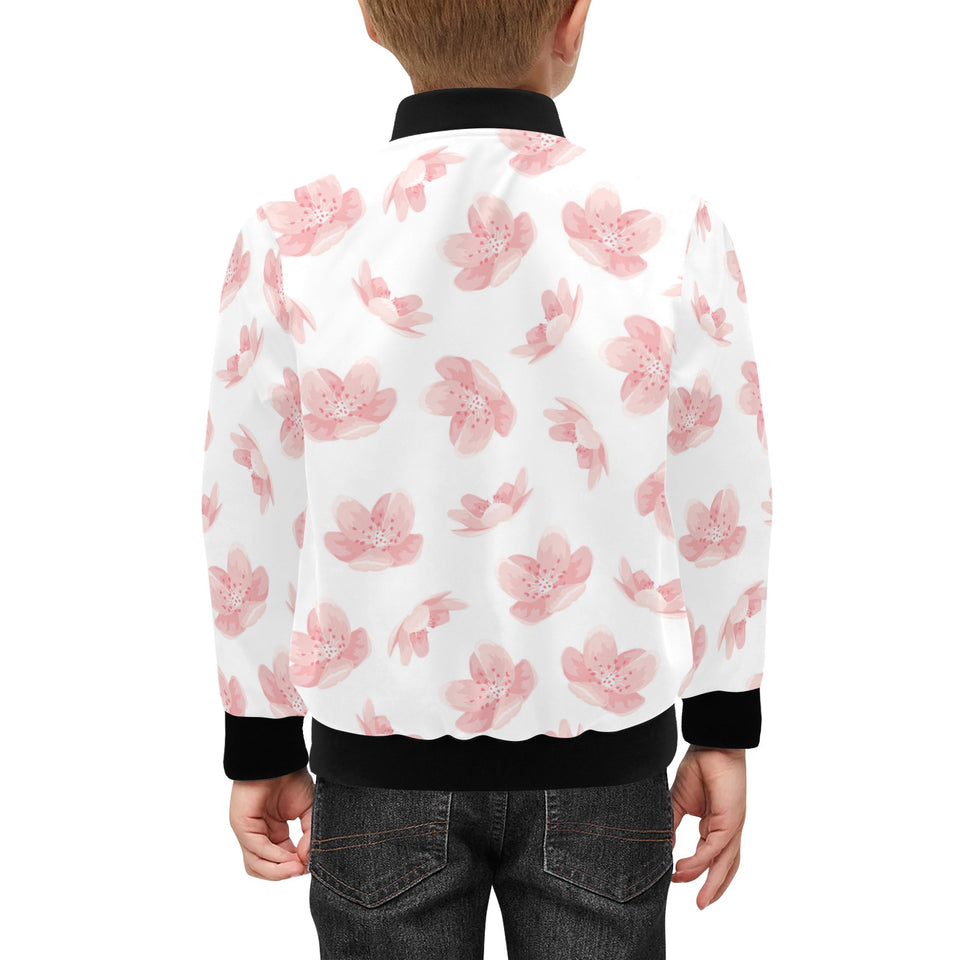 Pink sakura cherry blossom pattern Kids' Boys' Girls' Bomber Jacket