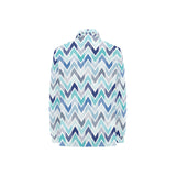 zigzag chevron blue pattern Women's Long Sleeve Polo Shirt