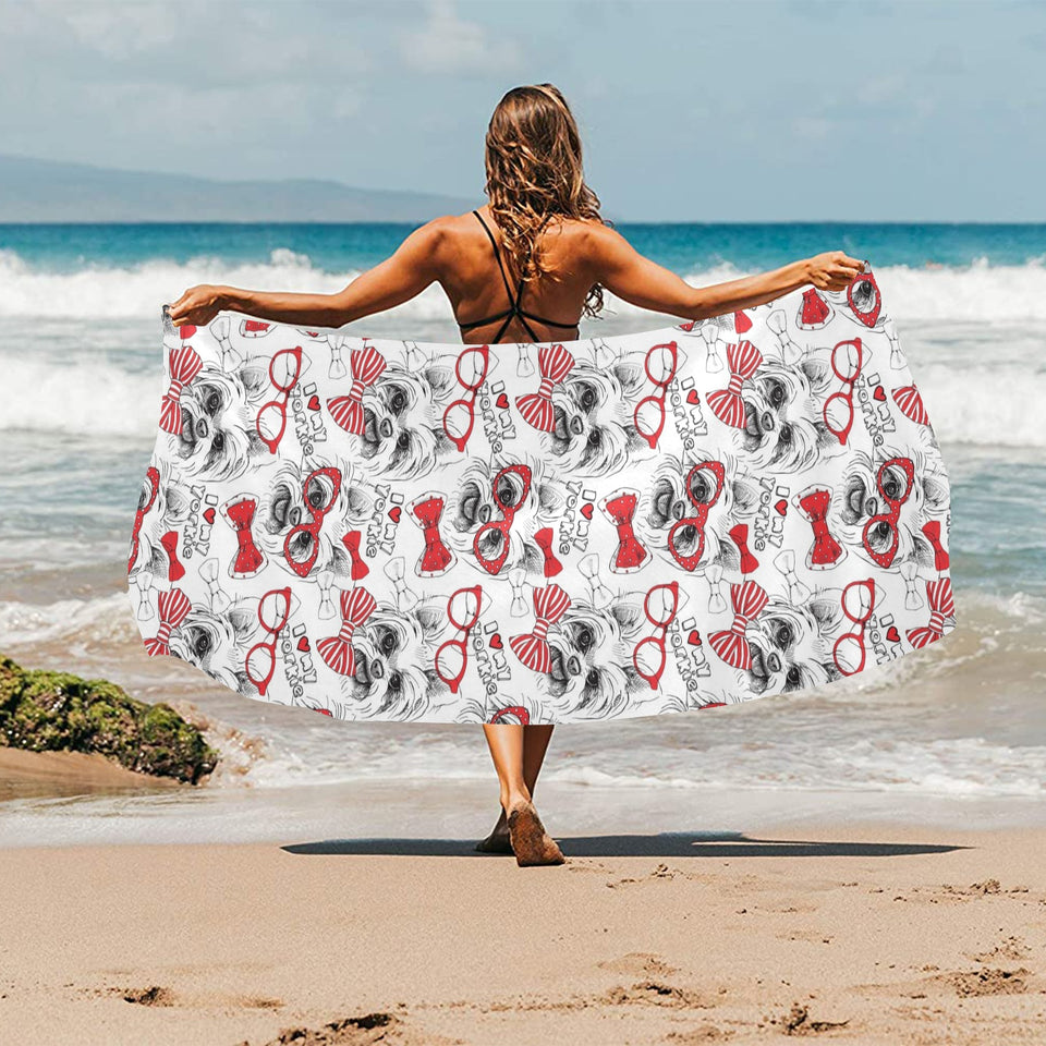 Yorkshire Terrier Pattern Print Design 04 Beach Towel