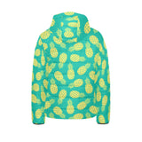 Pineapples pattern green background Kids' Boys' Girls' Padded Hooded Jacket