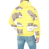 Cute Hamster pattern Men's Padded Hooded Jacket