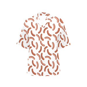 Sausage Pattern Print Design 04 Women's All Over Print Hawaiian Shirt