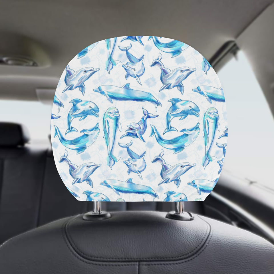 Watercolor dolphin pattern Car Headrest Cover