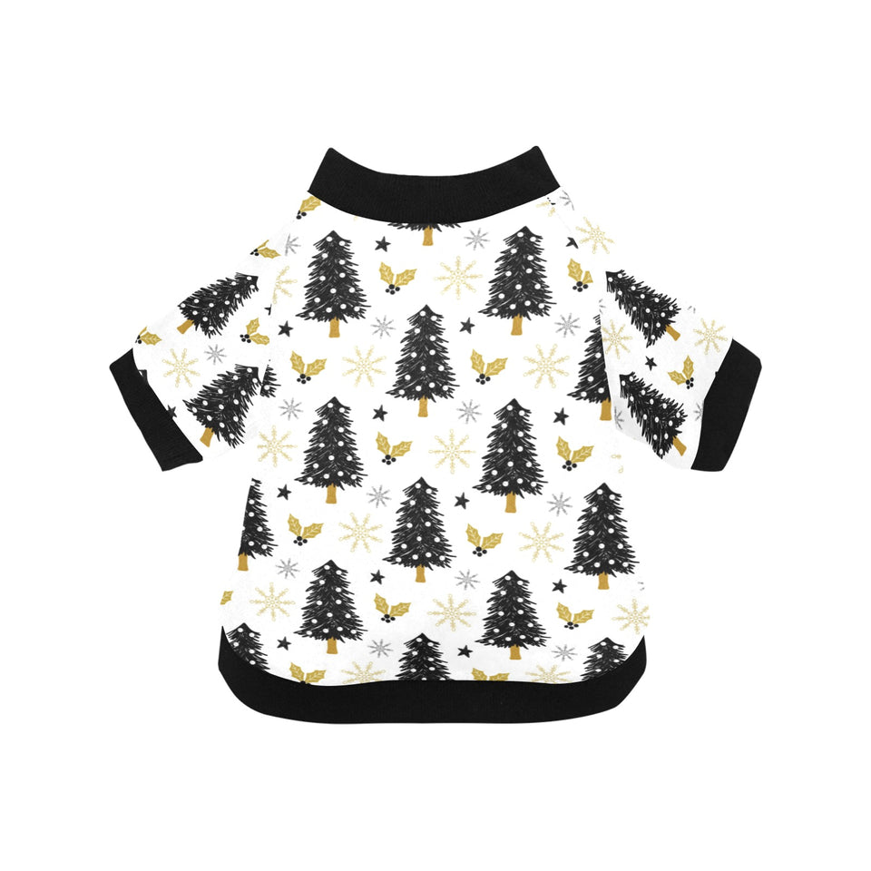 Christmas tree holly snow star pattern All Over Print Pet Dog Round Neck Fuzzy Shirt