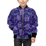 Cute owls pattern boho style ornament Kids' Boys' Girls' Bomber Jacket