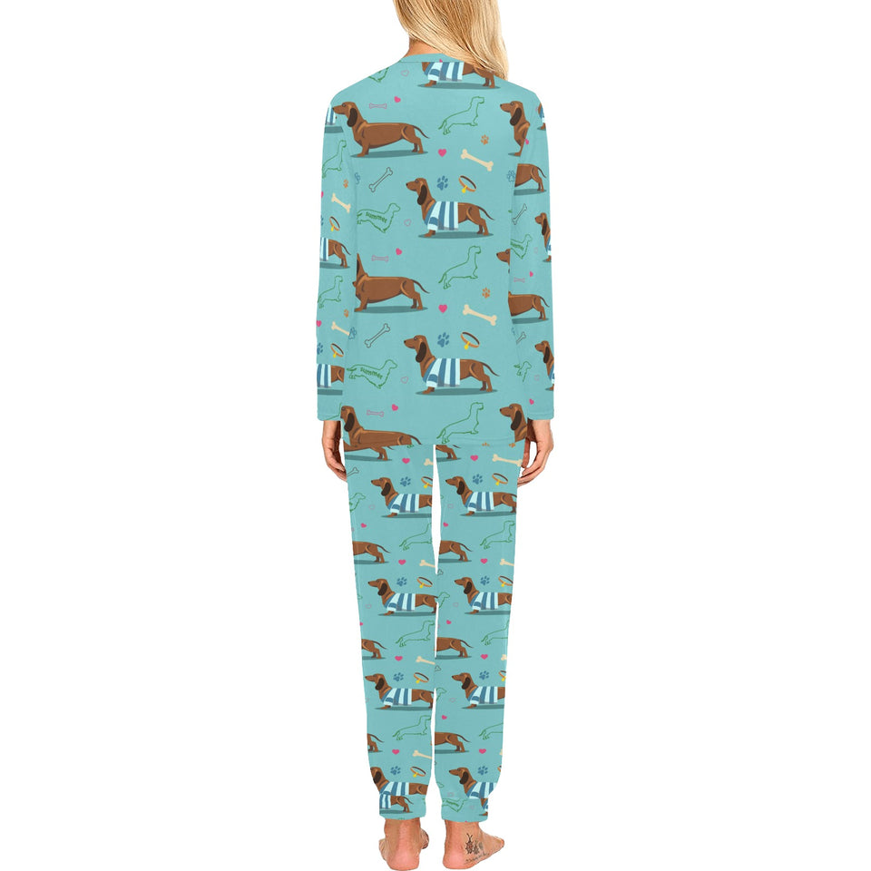 Dachshund decorative background Women's All Over Print Pajama Set