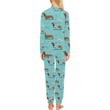 Dachshund decorative background Women's All Over Print Pajama Set