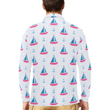 Sailboat anchor pattern Men's Long Sleeve Polo Shirt