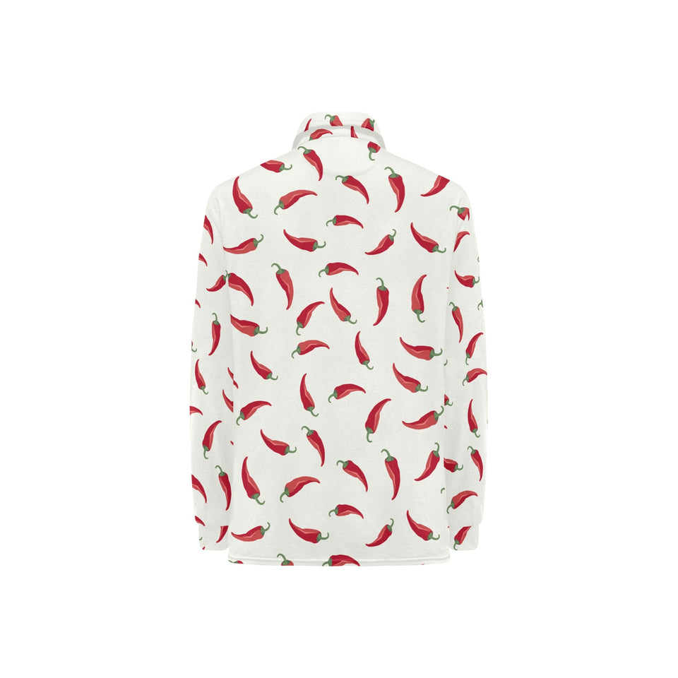 Chili peppers pattern Women's Long Sleeve Polo Shirt