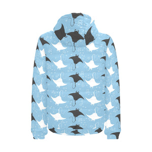 Stingray Pattern Print Design 03 Men's Padded Hooded Jacket