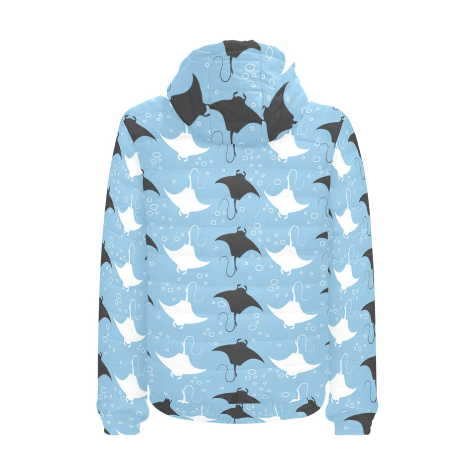 Stingray Pattern Print Design 03 Men's Padded Hooded Jacket