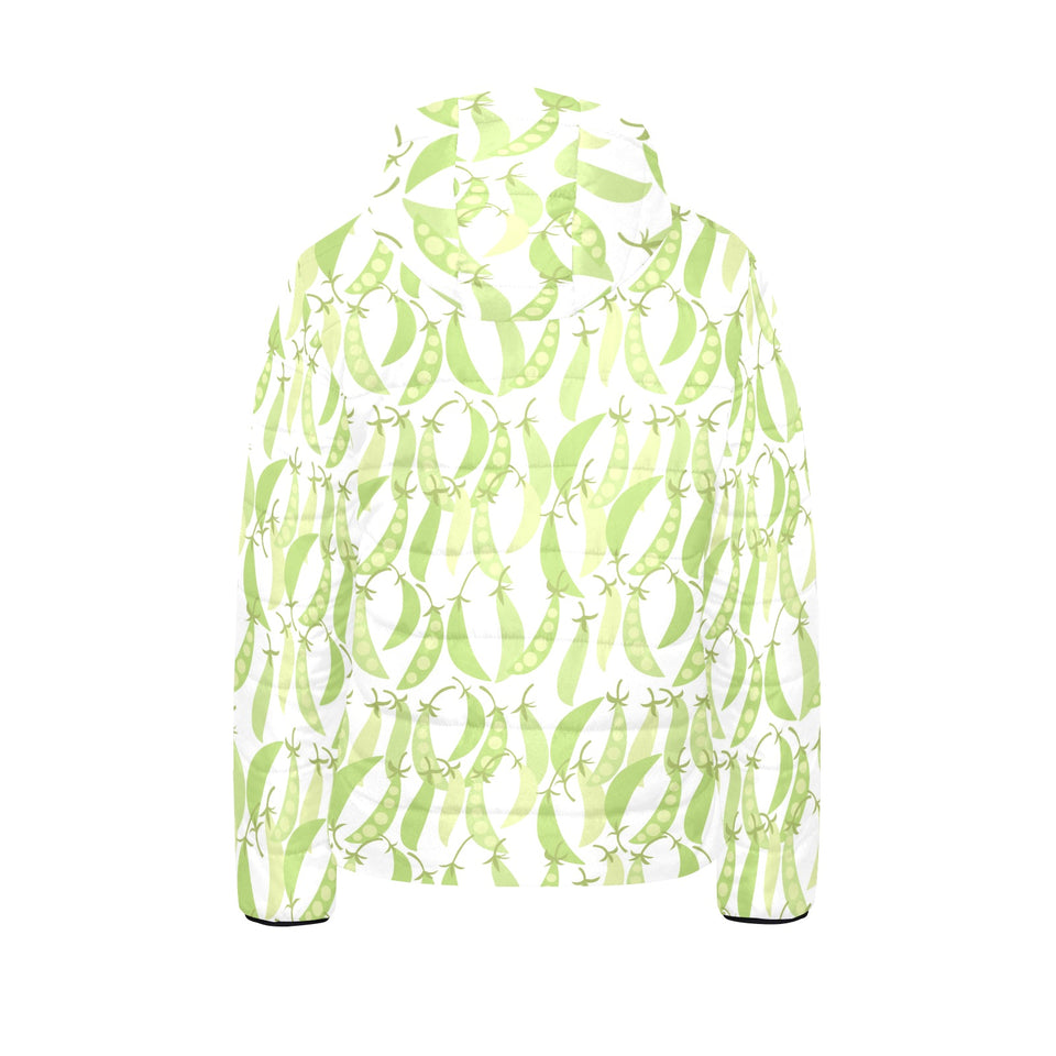Green Peas Pattern Print Design 03 Kids' Boys' Girls' Padded Hooded Jacket