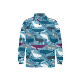 Whale design pattern Men's Long Sleeve Polo Shirt